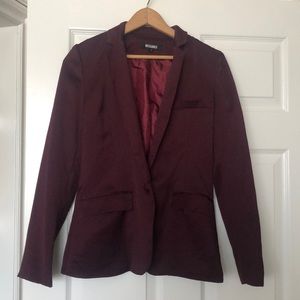 Burgundy Satin Blazer // Missguided